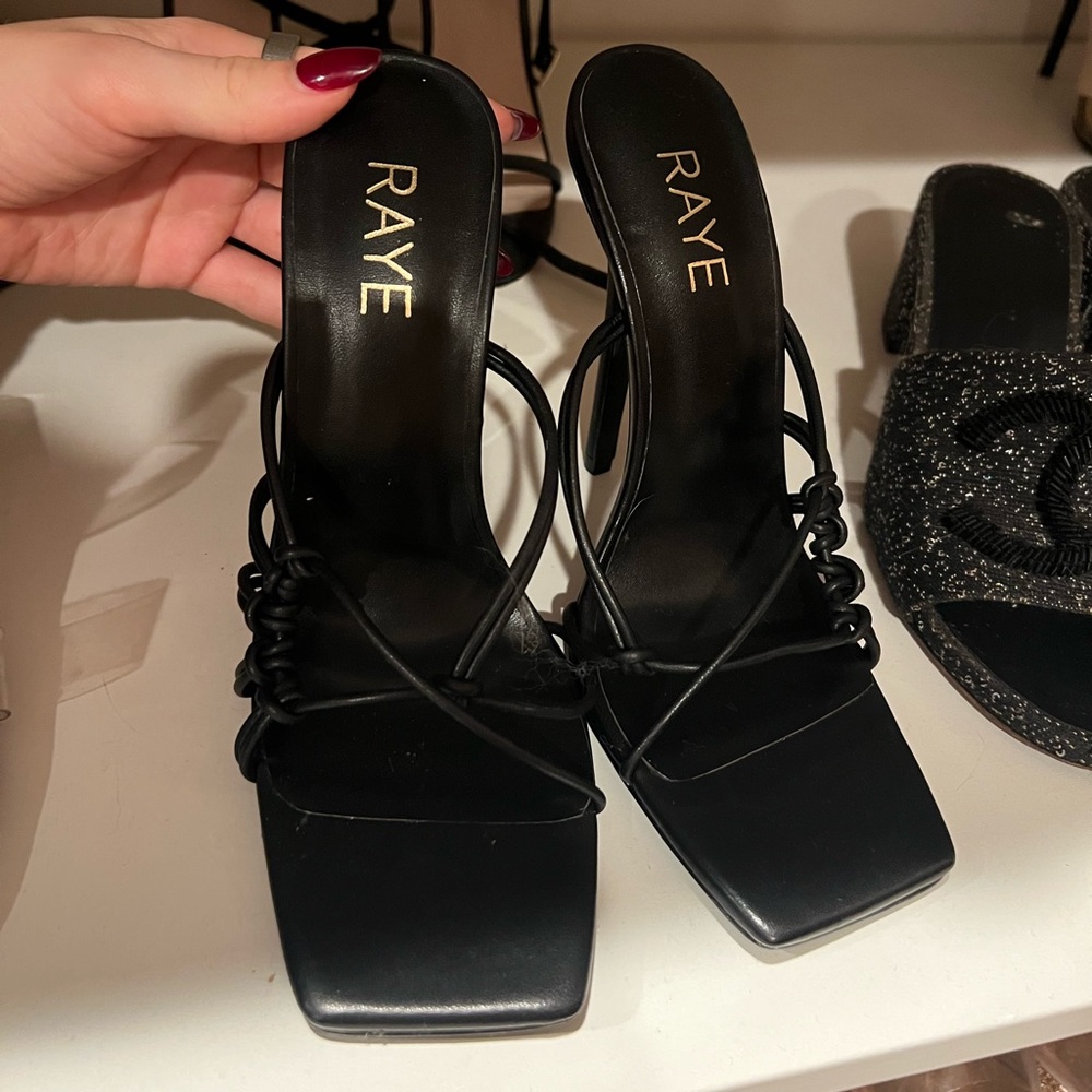 Brand new RAYE black slip on heels / mules
